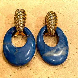 Vintage Lapis Lazuli Teardrop Earrings